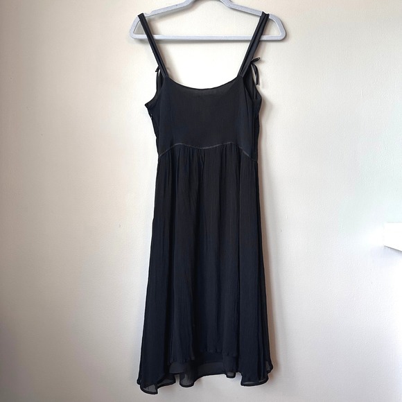 Deletta Silk Dress Size 10 Black Slip Strappy Lined Cocktail Bow Romantic Dainty - Picture 3 of 9